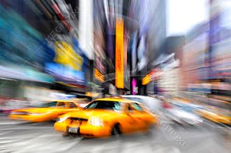 Blurry taxi new york