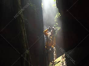 Male cave explorers in Phu Langka National Park