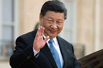 PARIS, FRANCE - MARCH 25, 2018 : Xi Jinping at the Elysee Palace.