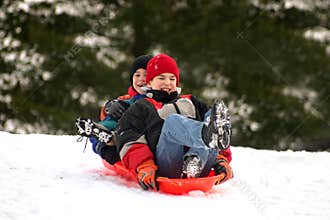 Boys Sledding