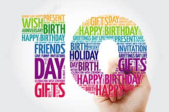 Happy 10th birthday word cloud collage