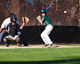 High school player at bat.