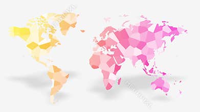 World map made up of moving colored polygon