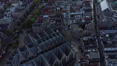 Old Church, Cathedral in Amsterdam wide Aerial Establisher