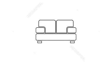 Black line Sofa icon isolated on white background. 4K Video motion graphic animation