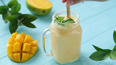 Vegetarian mango smoothie or mango lassi