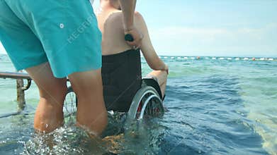 Wheelchair for disabled swimmers