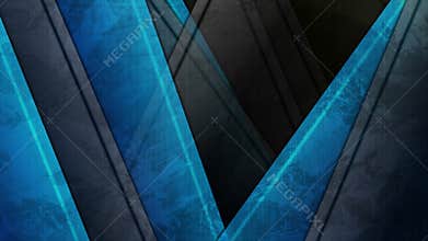 Blue and black geometric tech material grunge motion background