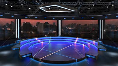 3d virtual news studio green screen background