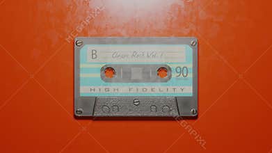 Stop motion of retro cassette with classic rock vol 1