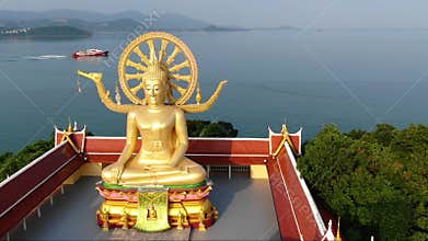 Buddha temple. Aerial view big Buddha statue in Thailand