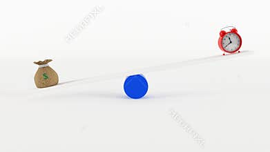 Seesaw animation - Balance, time is money concept