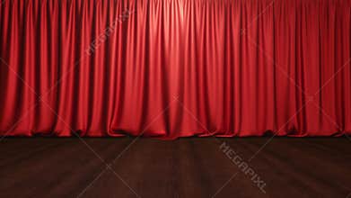 Open and close luxure red silk, curtain decoration design. Curtains theater stage. Red Stage Curtain for theater or