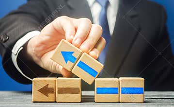 Businessman is building an alternative path. Revision of old strategy and create improved ones. Flexibility business adaptation