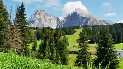 View of mountain alpine village in summer