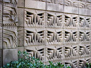 Detail of a concrete block wall at the Arizona Biltmore Hotel, patterned after designs by Frank Lloyd Wright