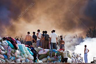 Clothing warehouse fire Smoke