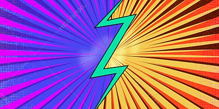 Comic book abstract template with dark rays and halftone humor effects on green radial background.