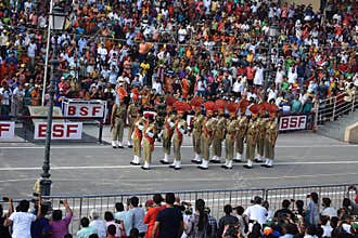 View in atari border or wagah border parade in Amritsar. Punjab
