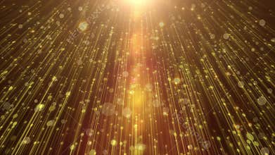 Beautiful golden curtain abstract background with particle rain