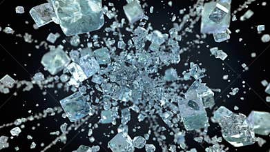 Exploding frosted ice cube