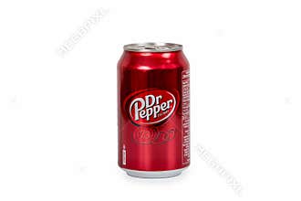 330ml Dr Pepper Bottle Can Isolated On White Background