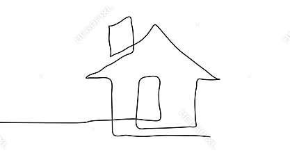 Drawing a continuous line of the house. 4k set animation