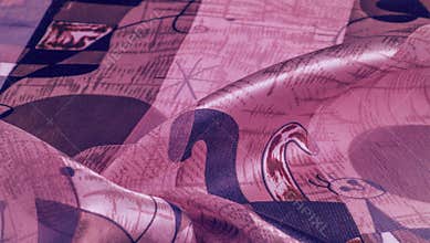Background texture Universal georgette with a silk print, drawing cartoon people, your projects will be the best, creativity knows