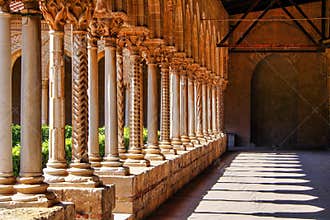 The courtyard of Monreale cathedral of Assumption, Sicily, Italy.