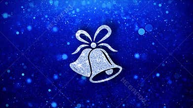 Christmas Ribbon Bow Bells Icon Blinking Glitter Glowing Shine Particles.