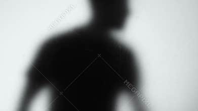 Male silhouette looking for exit, quest room, obstacle problem, nightmare horror