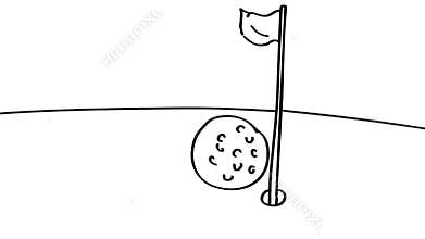 Golf hole in one par 3 drawing 2D Animation
