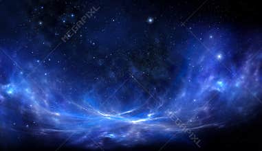 Deep space, abstract blue background