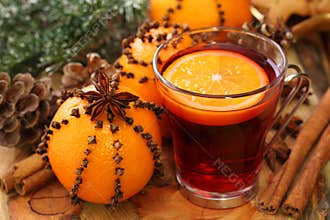 Winter drink with oranges