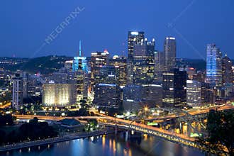 Nice city Pittsburgh at  night PA USA
