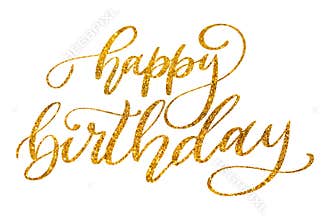 Happy birthday hand lettering isolated on white background.