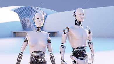 Fantasy Abstract Urban World in Tomorrow Being with 3d Characters