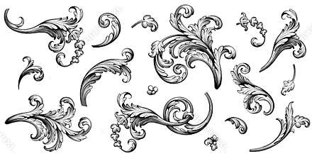Vintage Baroque Victorian frame border floral ornament  scroll engraved retro pattern tattoo calligraphic vector heraldic
