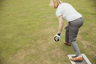 Senior Woman Lawn Bowling