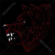 The Vector logo dog  or wolf for tattoo or T-shirt design or outwear.  Cute print style dog  or wolf  background.