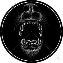 The Vector logo dog  or wolf for tattoo or T-shirt design or outwear.  Cute print style dog  or wolf  background.