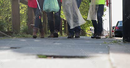 City cleaners walking