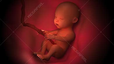 Baby Inside a Mother`s Womb