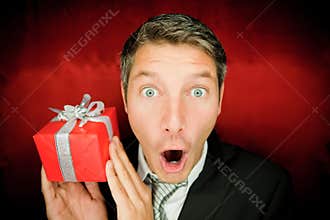 Suprise man with gift