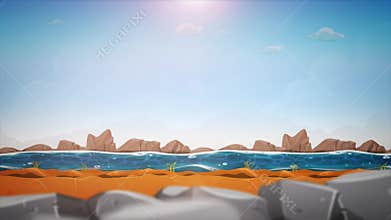 Cartoon River Landscape Background Loop