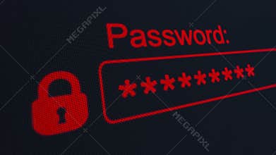 Wrong password. Access denied. Account hacking. Enter the password. Internet security.
