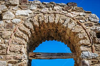Byzantine church stone arch detail