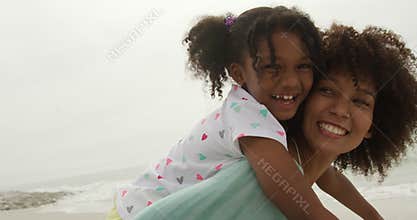 Family enjoying free time by the sea