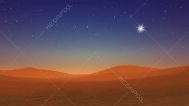 Christmas star over Bethlehem hills desert at dusk