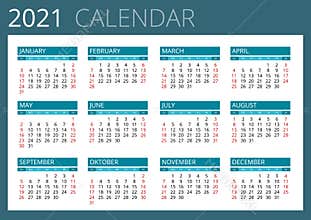 2021 Calendar, Print Template with Place for Photo, Your Logo and Text. Week Starts Sunday. Portrait Orientation. Set of